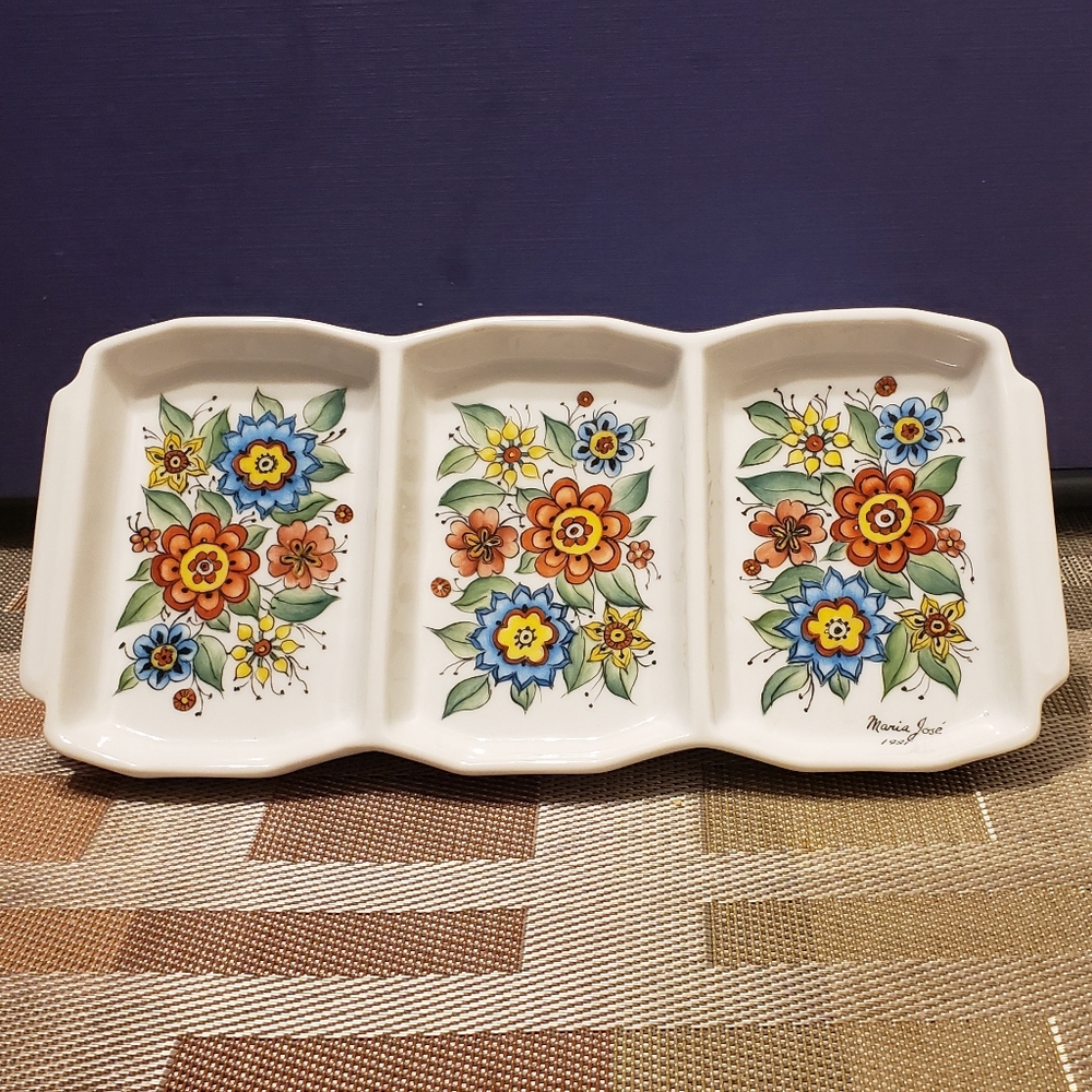 Vintage 1981 Ceramic Candy Tray Dish Brazil Real S.Paulo  10"×5"